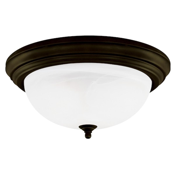 Westinghouse Fixture Ceiling Flush-Mount 60W 3Lght Classic 15In ORB Frost White Alabstr Glass 6429200 - main